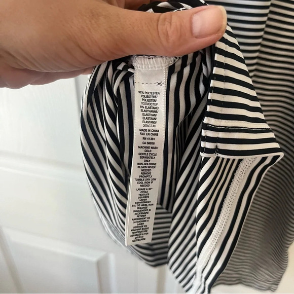 RLX Ralph Lauren Polo Shirt Mens L Black White Striped Stretch - Picture 5 of 5